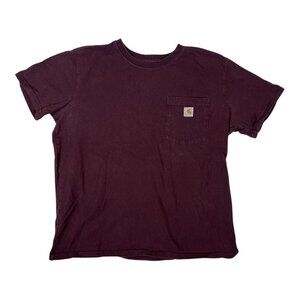 Carhartt Pocket T-Shirt Women's Large Burgundy Red Original Fit Short Sleeve
